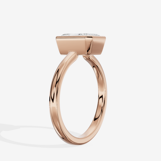 Trellise Bezel 2mm Radiant Solitaire Engagement Ring in 14K Rose Gold