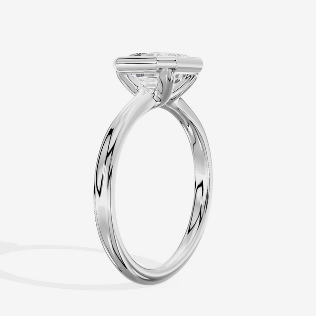 Coeurine Bezel 2mm Asscher Solitaire Engagement Ring in Platinum