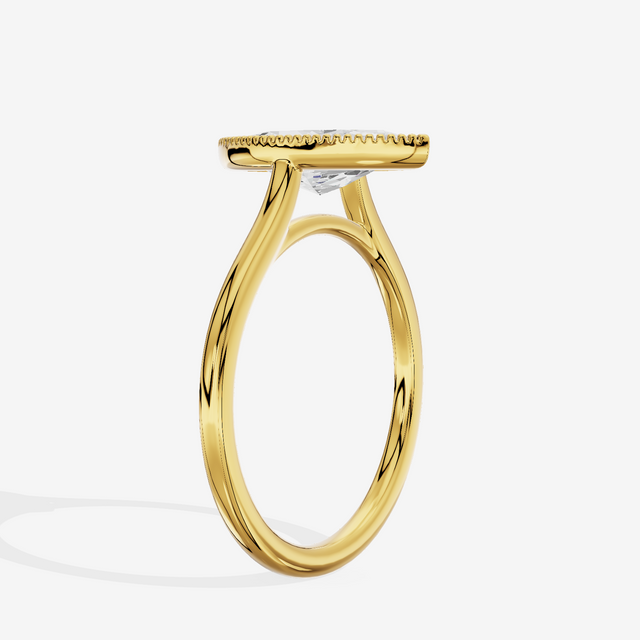 Modern Coeurine 1.5mm Marquise Bezel Engagement Ring in 14K Yellow Gold