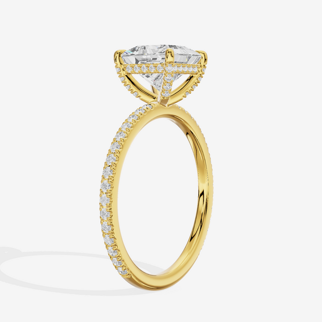 Lustrous Sincere Princess Engagement Ring with Side Stones (1/3 ct. tw.) in 14K Yellow Gold