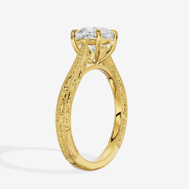 Vintage Vowsae Cushion Engagement Ring in 14K Yellow Gold