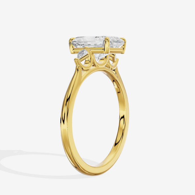 Petite Sincere Three Stone Radiant Engagement Ring (1/15 ct. tw.) in 18K Yellow Gold