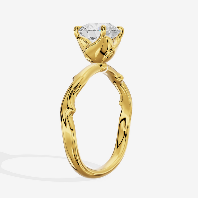 Vowsae Cathedral 2.2mm Round Solitaire Engagement Ring in 18K Yellow Gold