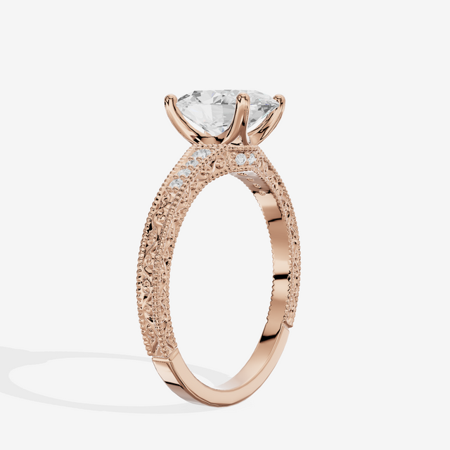 Vintage Sincere Oval Engagement Ring (1/10 ct. tw.) in 14K Rose Gold