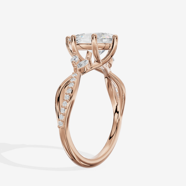 Petite Twine Pear Twisted Engagement Ring (1/5 ct. tw.) in 14K Rose Gold
