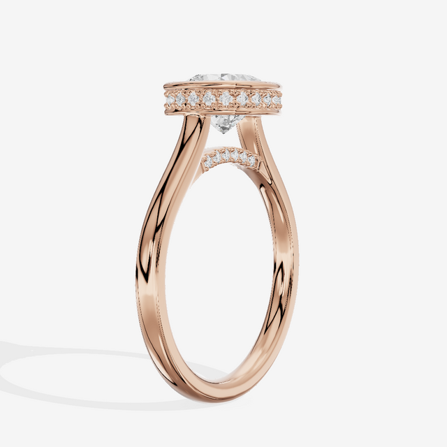 Sincere Hidden Halo Cushion Engagement Ring (1/6 ct. tw.) in 18K Rose Gold