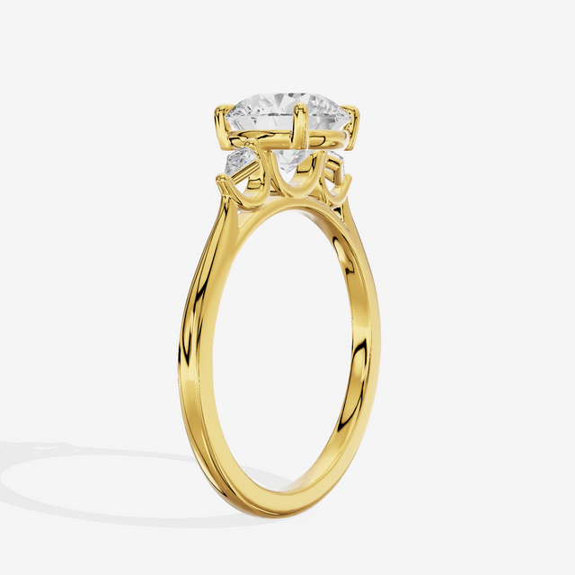 Petite Sincere Three Stone Round Engagement Ring (1/15 ct. tw.) in 14K Yellow Gold