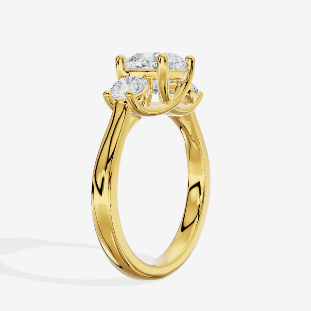 Petite Selenia Three Stone Cushion Engagement Ring (1/3 ct. tw.) in 18K Yellow Gold