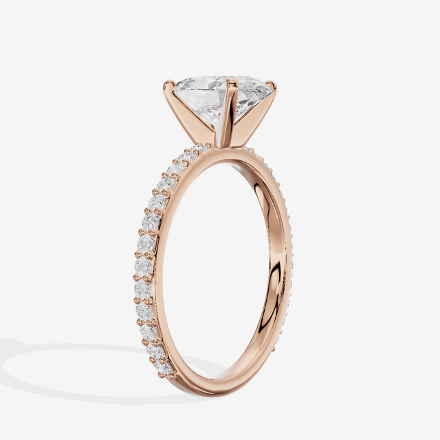 Petite Trellise Oval Engagement Ring with Side Stones (1/3 ct. tw.) in 14K Rose Gold