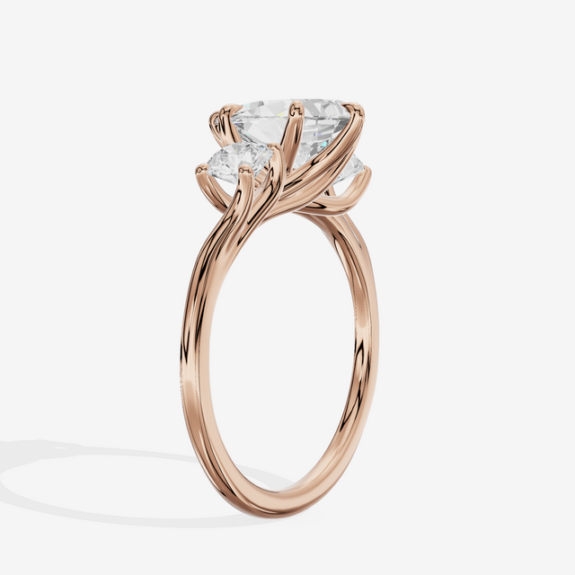 Luxe Vowsae Three Stone Pear Engagement Ring (1/2 ct. tw.) in 14K Rose Gold