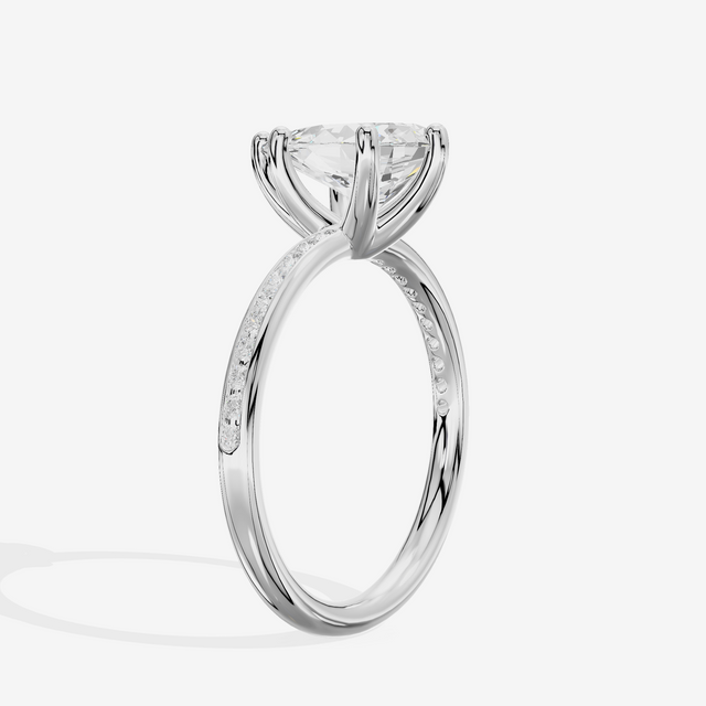 Classic Trellise Pear Engagement Ring with Side Stones (1/8 ct. tw.) in 18K White Gold
