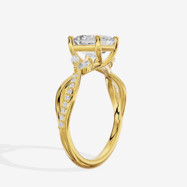 Petite Twine Asscher Twisted Engagement Ring (1/5 ct. tw.) in 14K Yellow Gold