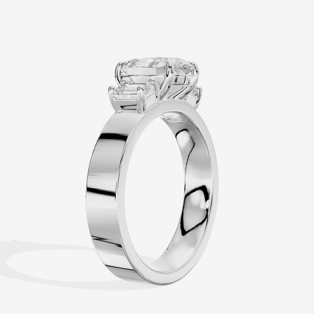 Vintage Vowsae Three Stone Oval Engagement Ring (1/2 ct. tw.) in 14K White Gold
