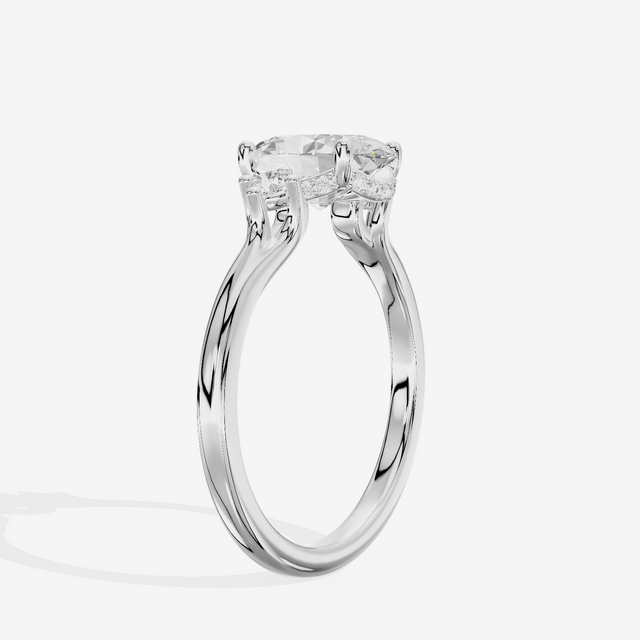 Sincere Three Stone Oval Engagement Ring (1/6 ct. tw.) in 18K White Gold
