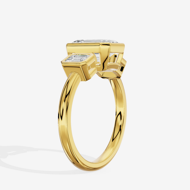 Selenia Three Stone Emerald Engagement Ring (1/2 ct. tw.) in 14K Yellow Gold