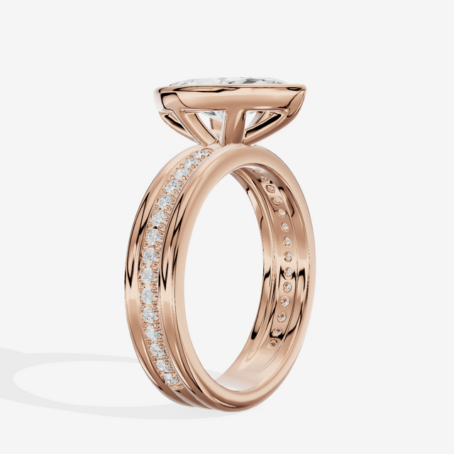 Belovae Bezel Marquise Engagement Ring with Side Stones (1/4 ct. tw.) in 18K Rose Gold