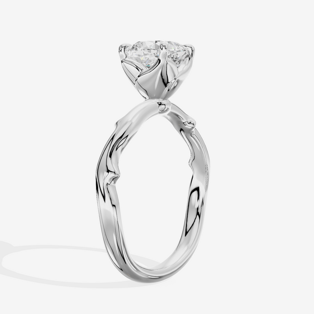 Vowsae Cathedral 2.2mm Cushion Solitaire Engagement Ring in 14K White Gold