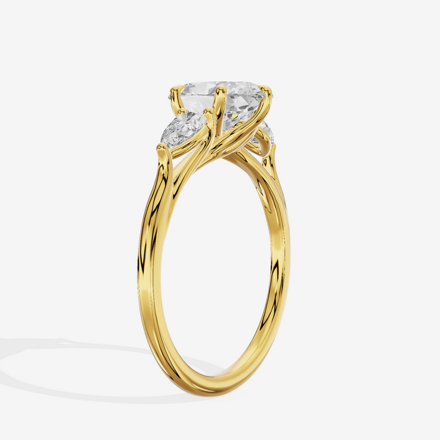 Luxe Sincere Three Stone Oval Engagement Ring (2/5 ct. tw.) in 18K Yellow Gold