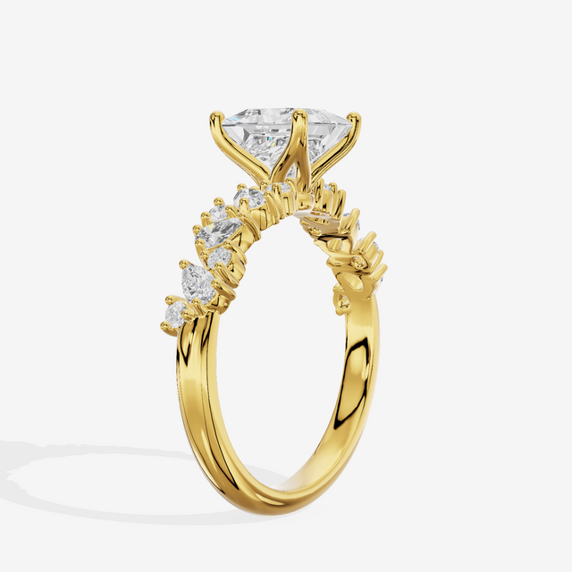Bowed Vowsae Princess Engagement Ring with Side Stones (2/5 ct. tw.) in 18K Yellow Gold