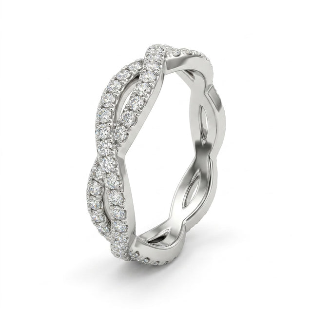 Low Profile Twist Round Wedding Band (1.24 ct. tw.) in 18K White Gold