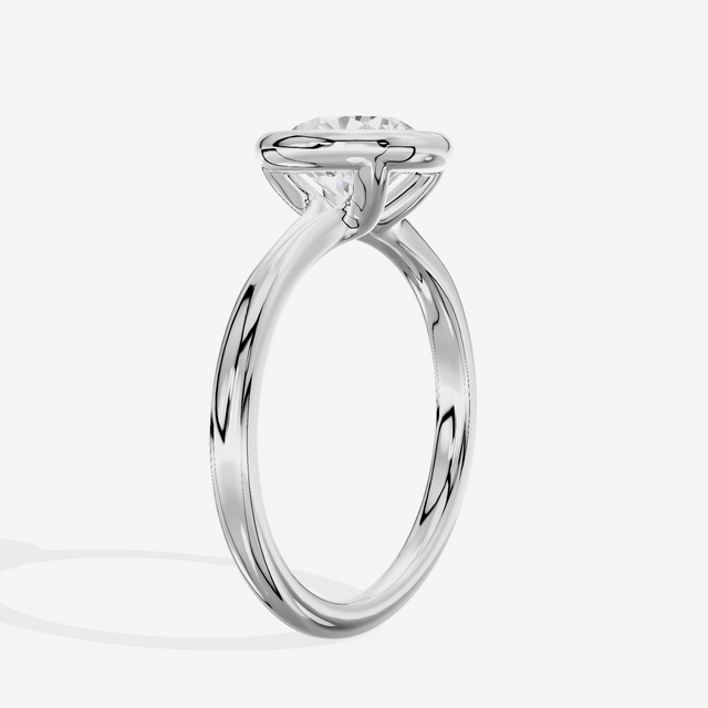 Coeurine Bezel 2mm Round Solitaire Engagement Ring in 14K White Gold