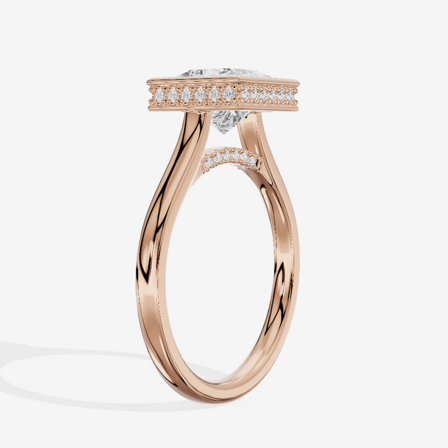 Sincere Hidden Halo Princess Engagement Ring (1/6 ct. tw.) in 14K Rose Gold