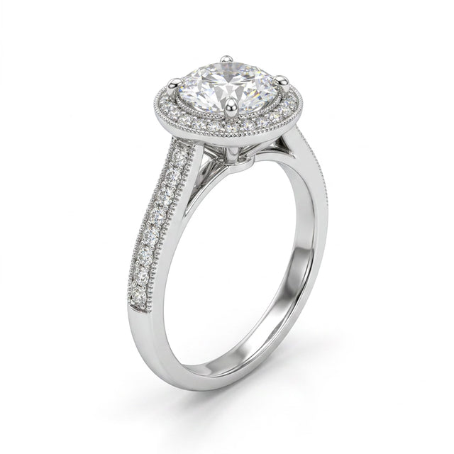 Cathedral Halo Pavé Round Engagement Ring (1/2 ct. tw.) in 18K White Gold