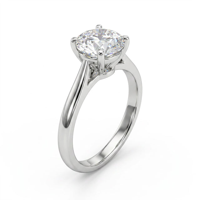 Cathedral Solitaire Round Engagement Ring (2.1 ct.) in Platinum