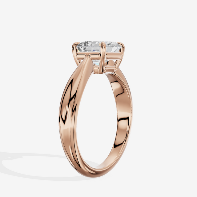 Aimora Trellis 2mm Asscher Solitaire Engagement Ring in 14K Rose Gold