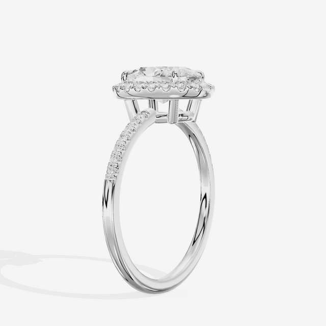 Vowsae Halo Oval Engagement Ring (1/5 ct. tw.) in Platinum