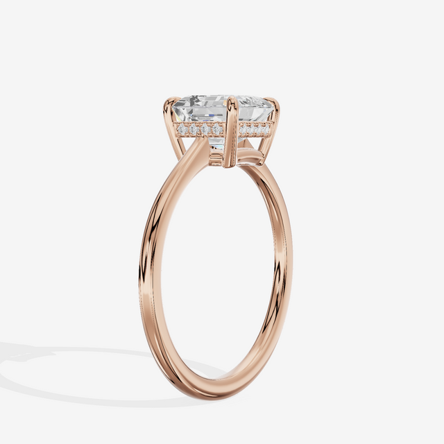 Promezza Hidden Halo Asscher Engagement Ring (1/20 ct. tw.) in 14K Rose Gold