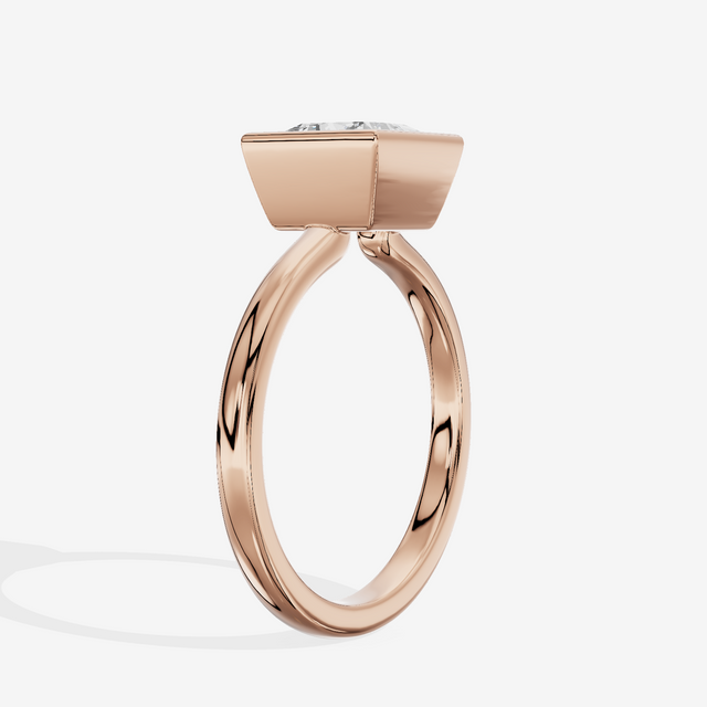 Trellise Bezel 2mm Princess Solitaire Engagement Ring in 18K Rose Gold