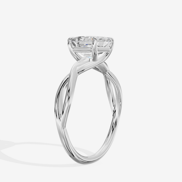 Twined Sincere Asscher Twisted Engagement Ring in 18K White Gold