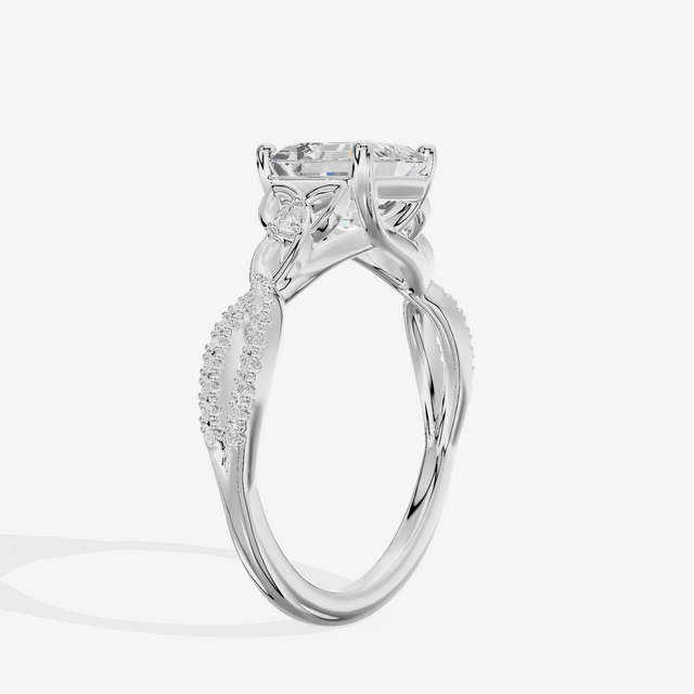 Luxe Sincere Asscher Engagement Ring with Side Stones (1/10 ct. tw.) in Platinum