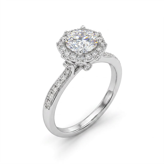 Halo Pavé Round Engagement Ring (1/3 ct. tw.) in Platinum