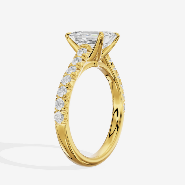 Whispered Sincere Emerald Engagement Ring with Side Stones (2/5 ct. tw.) in 14K Yellow Gold