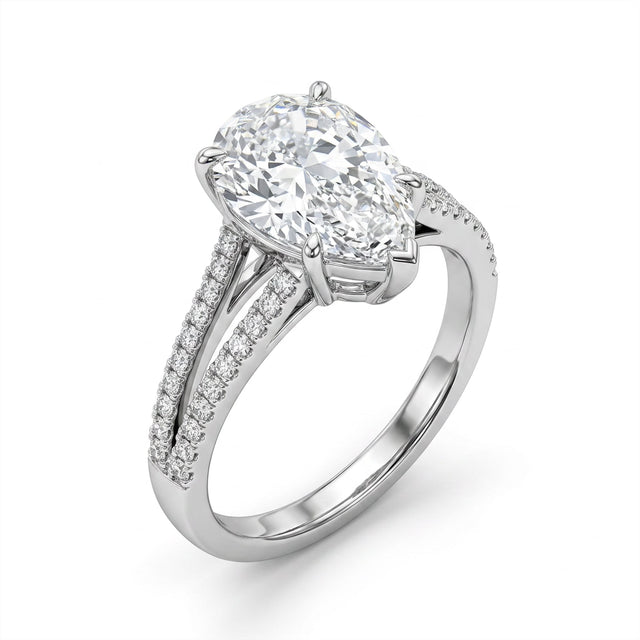 Split Shank Pear Engagement Ring (5.02 ct. tw.) in Platinum