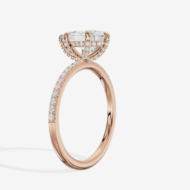 Bowed Sincere Pear Engagement Ring with Side Stones (1/4 ct. tw.) in 14K Rose Gold