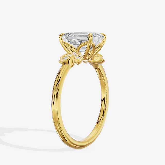Trellise Emerald Engagement Ring with Side Stones (1/20 ct. tw.) in 14K Yellow Gold