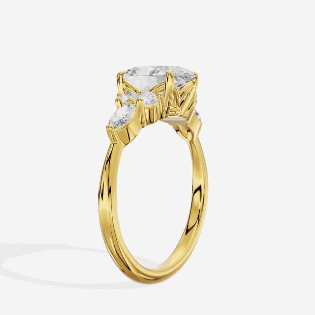 Luxe Vowsae Oval Engagement Ring with Side Stones (2/5 ct. tw.) in 18K Yellow Gold