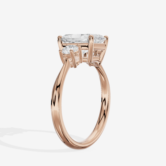 Grand Sincere Three Stone Radiant Engagement Ring (1/3 ct. tw.) in 14K Rose Gold