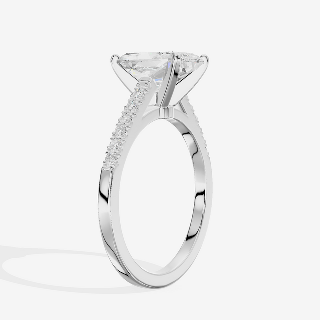 Sworn Vowsae Radiant Engagement Ring with Side Stones (1/10 ct. tw.) in Platinum