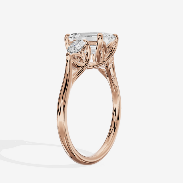 Grand Vowsae Three Stone Emerald Engagement Ring (2/5 ct. tw.) in 18K Rose Gold