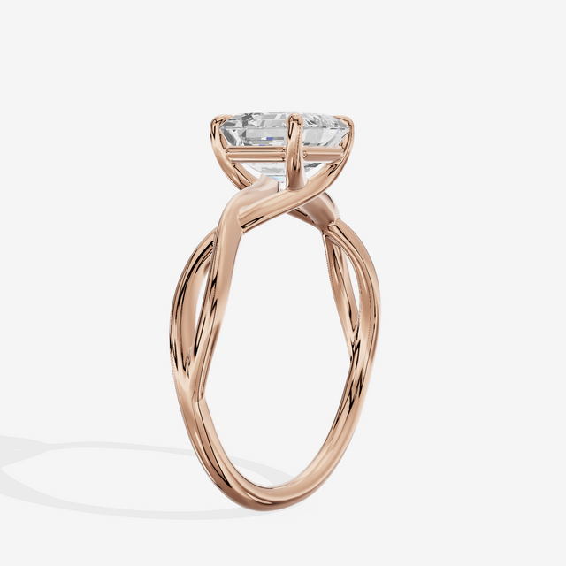 Twined Sincere Asscher Twisted Engagement Ring in 14K Rose Gold