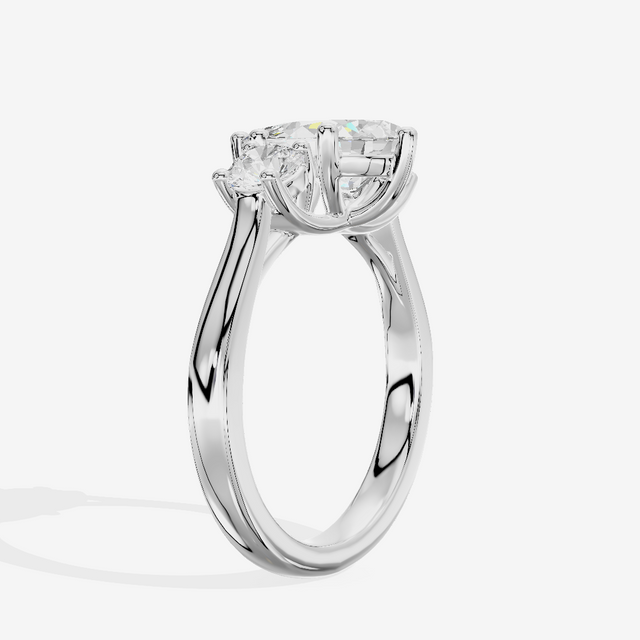 Petite Selenia Three Stone Pear Engagement Ring (1/3 ct. tw.) in 18K White Gold