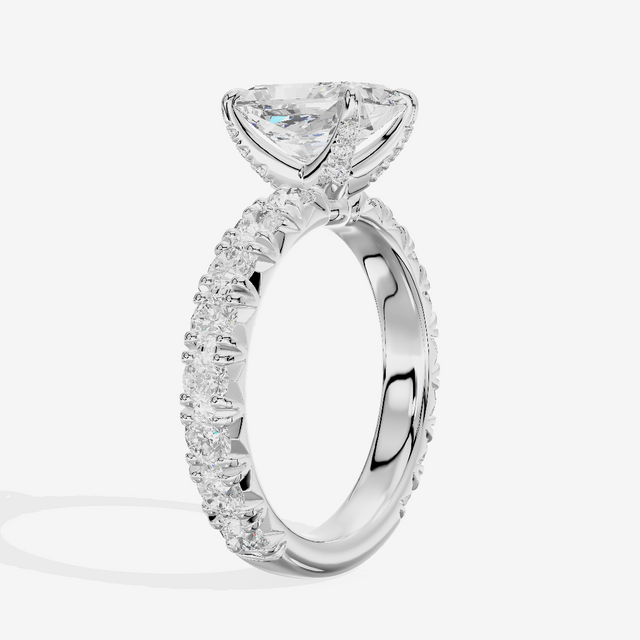 Crowned Sincere Radiant Engagement Ring with Side Stones (3/4 ct. tw.) in 18K White Gold