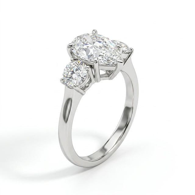 Three Stone Pear Engagement Ring (2.04 ct. tw.) in 18K White Gold