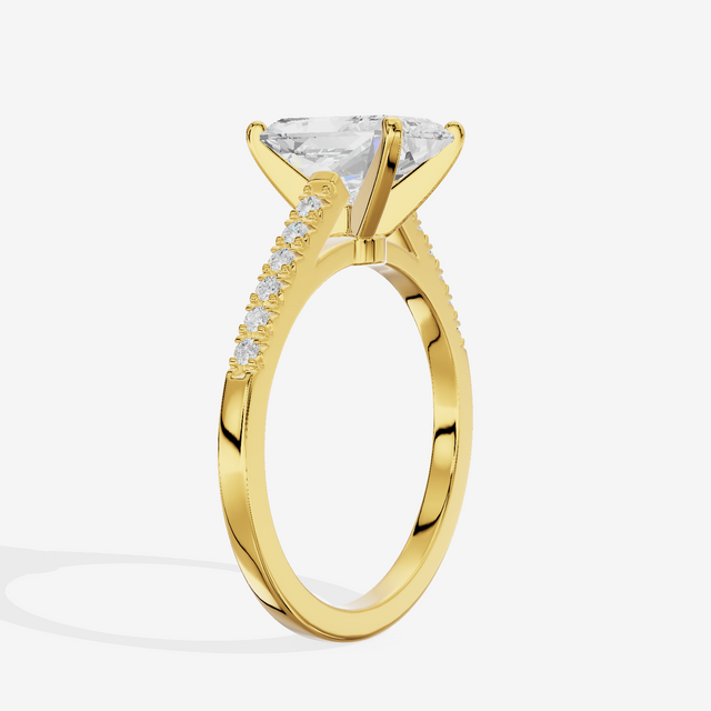 Sworn Vowsae Radiant Engagement Ring with Side Stones (1/10 ct. tw.) in 14K Yellow Gold