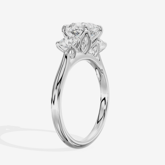 Eternal Sincere Three Stone Cushion Engagement Ring (1/2 ct. tw.) in 14K White Gold