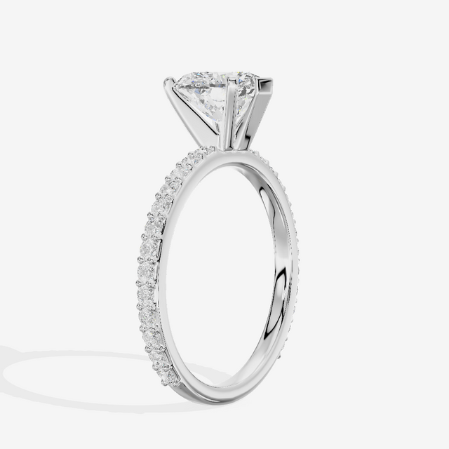 Petite Trellise Heart Engagement Ring with Side Stones (1/3 ct. tw.) in 14K White Gold